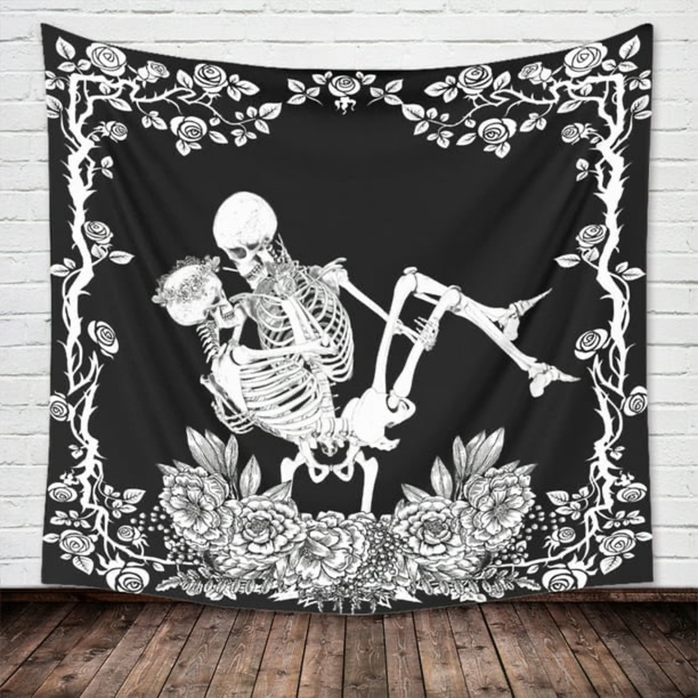 Romantic Lover Skeletons Tapestry